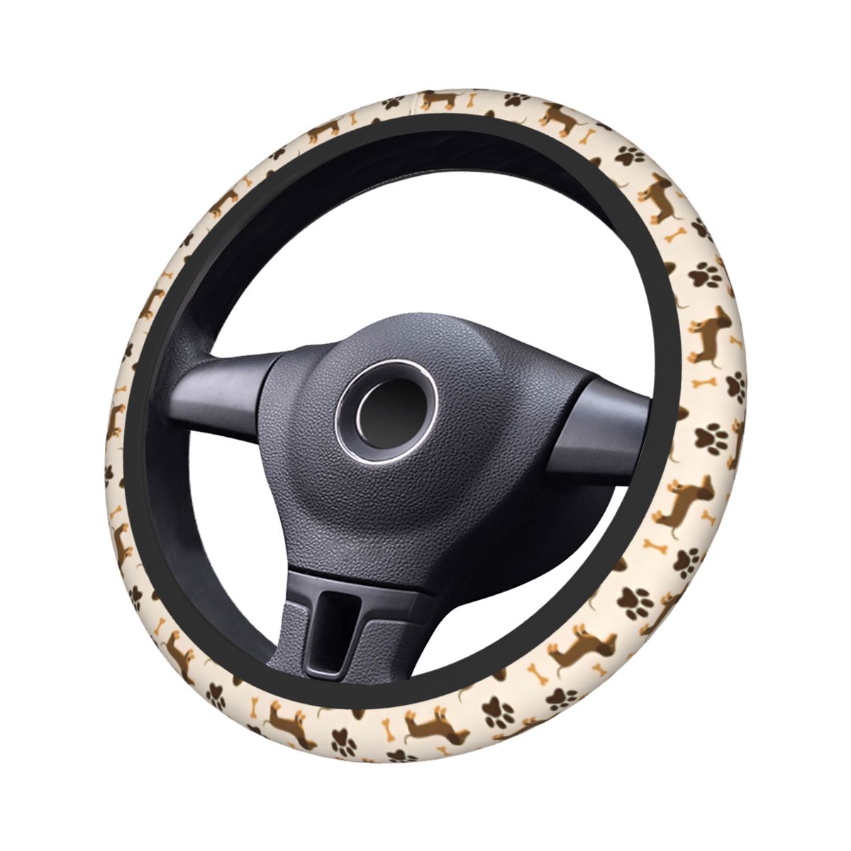 Car Steering Wheel Cover Anti Slip Breathable - Pokrowiec na kierownicę samochodu Cute Dachshund