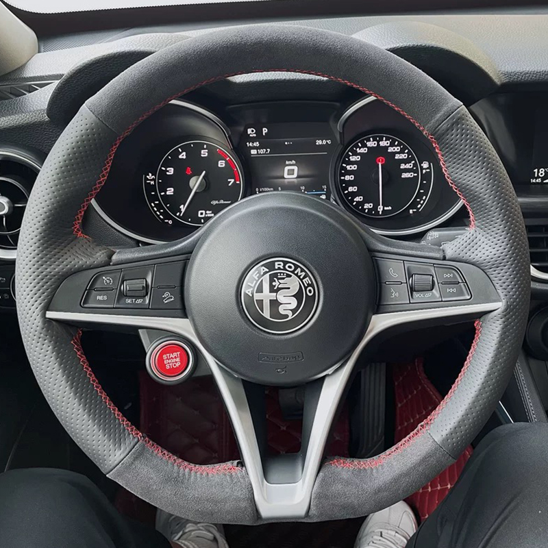 Dla Alfa Romeo Giulia Stelvio  – Car Steering Wheel Cover Anti Slip Breathable recenzja i cena
